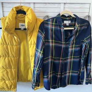 Old Navy Lot- plaid shirt and very warm vest!